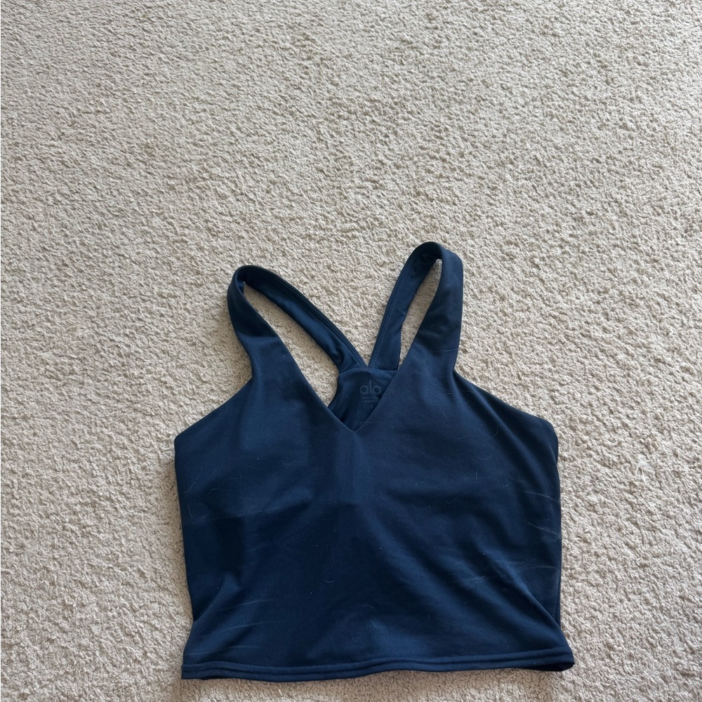 Alo Airbrush Real Bra Tank - Navy S - Picture 3 of 3